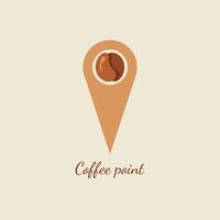 Coffee point vector logo for coffee shop cafe on a map pointer circle vector