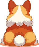 AI generated Dog's ass. Cute corgi puppy sitting, rear view. Funny animal with a thick ass and butt. Funny comical dog with cute buttocks. Flat graphic vector illustration on white background