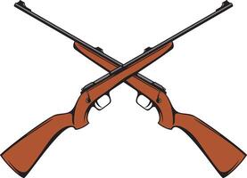 Crossed Hunting Rifles Color. Vector Illustration.