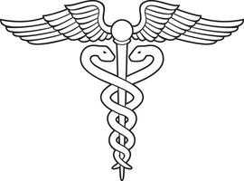 Medical Symbol - Caduceus Snake with Stick and Wings. Rod of Asclepius. Emblem for Drugstore. Pharmacy Icon. Vector Illustration.