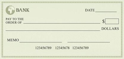 Blank Check - Business Cheque Design Color. Vector Illustration.