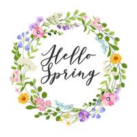 Spring floral frame. Hello spring card vector