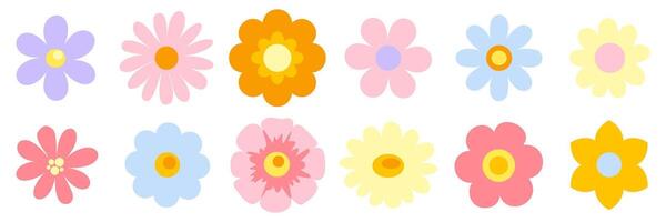 conjunto de flores aislado en blanco vector