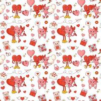 seamless pattern with groovy hearts vector