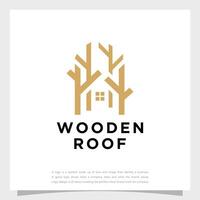 Simple roofing  logo and icon with wooden design concept vector