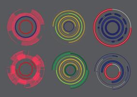 Set of geometric circle colorful wheels. Circle of different shapes for design creative vector