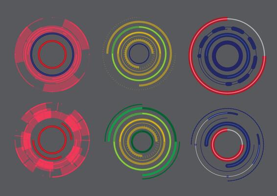 Set of geometric circle colorful wheels. Circle of different shapes for design creative