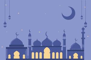 Mosque Vector art design. Ramadan Kareem Background, greeting banner Ramadan Islamic ornament background design with lamp, lantern, colorful social media banner, promotion