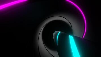 Cyan and Pink on Black Neon Glowing Spiral Descent Background VJ Loop video