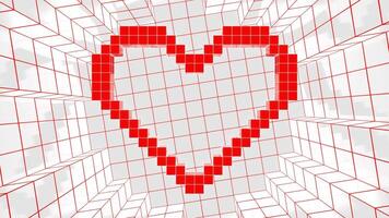 Red and White Pixel Heart Background VJ Loop video