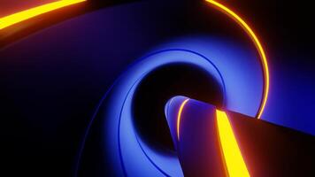 Orange on Blue Neon Glowing Spiral Descent Background VJ Loop video