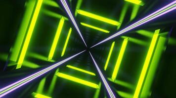 Lime and Light Purple Neon Glowing Glossed Square Tunnel Background VJ Loop video