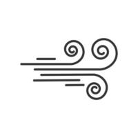 Wind direction of air movement sign, black curl lines silhouette sign of movement intensity, smoke fog or wind. Vector element on white isolate.