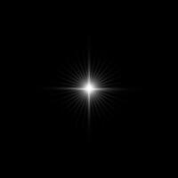 Glare star on black. Light flashes. Vector transparent elements with glow effect