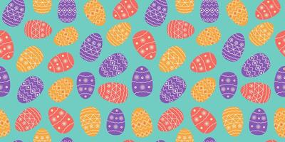 Painted Easter eggs Set pattern. Holiday decor. Vector seamless background.