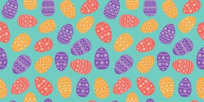 Painted Easter eggs Set pattern. Holiday decor. Vector seamless background.