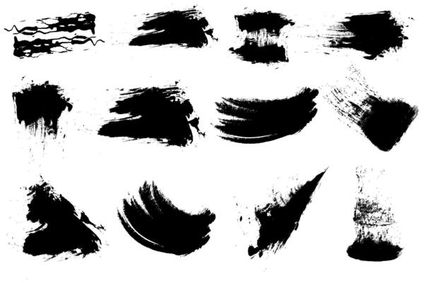 Black set paint, ink brush, brush strokes, brushes, lines, frames, box, grungy. Grungy brushes collection. Brush stroke paint boxes on white background