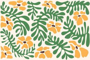 resumen matisse botánico Arte antecedentes. natural mano dibujado modelo diseño con vistoso flores sencillo contemporáneo estilo ilustrado diseño para tela, imprimir, cubrir, bandera, fondo de pantalla. vector