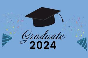 Class of 2024. Congratulations graduates gold graduation concept with text and decorative elements. Graduation typography design template. Congrats graduates Flat style vector illustration