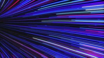 Neon lines curves. Futuristic stream of neon rays. Particle trail background. video