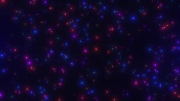 Abstract background with shimmering luminous glitter particles. Beautiful colorful magic particles. Seamless looping animation video