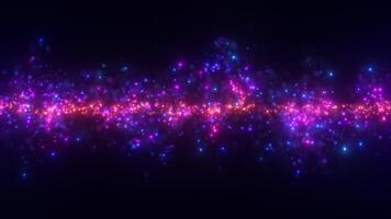 Abstract background of magic dust particles, particles glow and move with wave energy, glitter bright bokeh dots, beautiful nebula, fairy dust, seamless loop, 4K. video