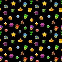 Seamless pattern with Slot icons on a black background. vector