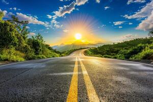 ai generado un interminable la carretera extensión a el muy horizonte. concepto de éxito y nuevo oportunidades. generativo ai foto