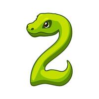 Snake font. Digit 2. Cartoon Two number. vector