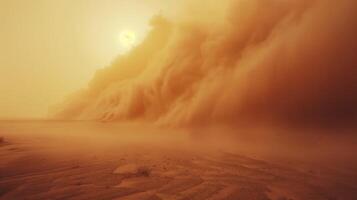 AI generated Desert landscape with a sandstorm. Generative AI photo