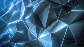 AI generated Shiny blue glossy low poly abstract background. Generative AI photo