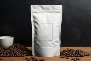 AI generated Coffee Bag Pouch mockup. Empty foil for food. AI Generated photo