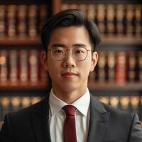 AI generated male lawyer in cabinet or library. ai generated photo