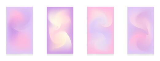 Set of vertical pastel gradients for social media stories. Dynamic background with blurred liquid texture. Pink, beige, purple color. Vector illustration.