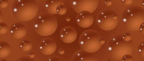 Chocolate bubbles on a brown background. Abstract bubble background. 3d texture of liquid with blobs. Seamless pattern. Vector illustration.