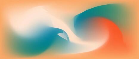 Gradient dynamic background with abstract swirl of blue and orange on a beige background. Blurred mixed liquid gradient. Vector illustration.