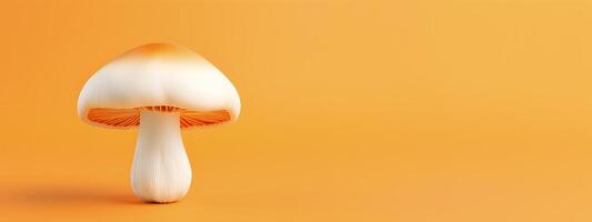 AI generated White and Orange Mushroom on Yellow Background Banner. AI generated photo