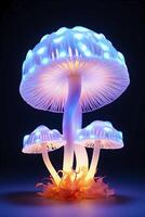 AI generated Illuminated Mushroom on Table. AI generated photo