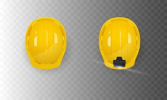 Construction helmets, regular and with a flashlight. View from above. Vector illustration.