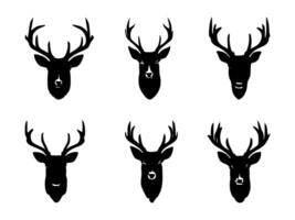 AI generated set of deer head silhouettes on isolated background vector