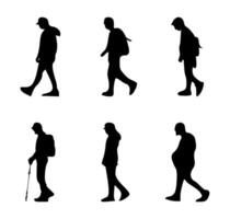 AI generated set of pedestrian silhouettes on isolated background vector