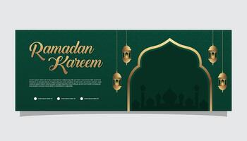 Ramadán kareem rebaja web bandera o vale antecedentes modelo con espacio para monitor producto vector