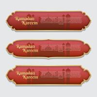 Ramadan kareem islamic banner label set template vector