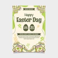 Easter day Flat vertical flyer background template with egg illustration doodle style vector