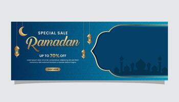 ramadan kareem sale web banner discount Islamic event background for promotion vector