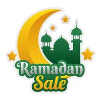 Islamic Ramadan sale label badge banner template design in the cloud sky background vector