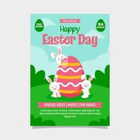 Easter day Flat vertical flyer background template with egg and bunny illustration vector