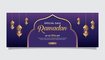 Ramadan Kareem Sale Web banner or voucher template Background vector