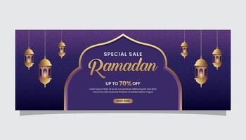 Ramadan Kareem Sale Web banner or voucher template Background vector