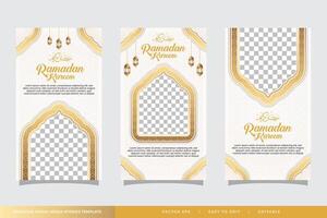 ramadan sale social media stories template vertical banner with white clean background and copy space vector